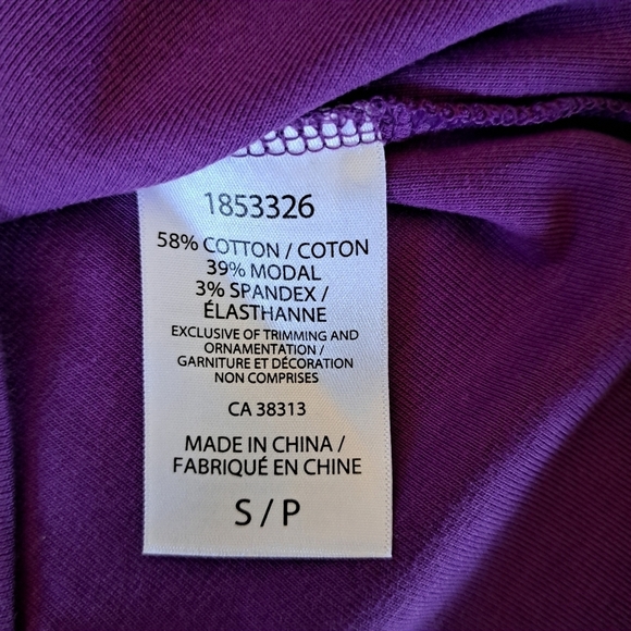 NWT Ellen Tracy Short Sleeved Tee Purple Women's Small Elbow Sleeve Boatneck - Picture 7 of 10